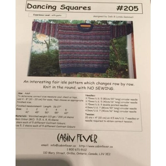 New Deb Lynda Gemmell Cabin Fever 205 Dancing Squares Pullover Knitting Pattern - Picture 2 of 2